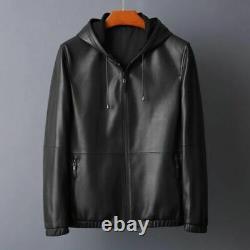 New Black Leather Jacket Men Flight/Bomber Pure Lambskin Size S M L XL XXL 095