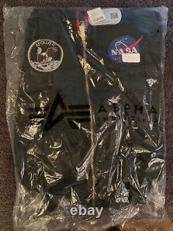 Official Alpha Industries Apollo Mission Flight Jacket ALL BLACK M NEW