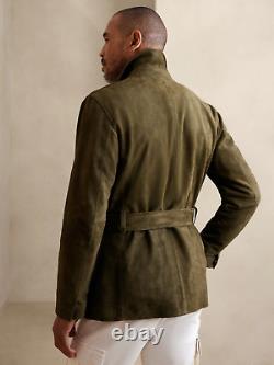 Olive Green Field Leather Jacket Men Pure Suede Custom Made Size S M L XXL 3XL