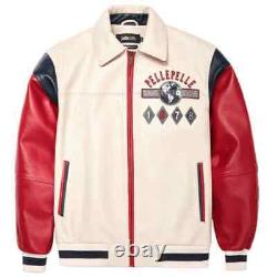 Pelle Pelle American Bruiser White Plush Leather Jacket 100% Leather Jacket