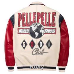 Pelle Pelle American Bruiser White Plush Leather Jacket 100% Leather Jacket
