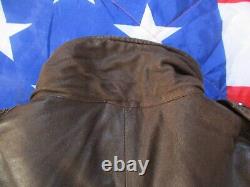 RARE ALPHA INDUSTRIES USA brown leather US Army M65 M 65 COAT FIELD jacket M