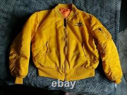 Rare Breitling Alpha Industries Bomber Flying MA1 Jacket Gold XL Made in USA