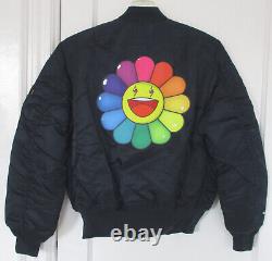 Rare HTF Takashi Murakami J. Balvin Rainbow Flower Alpha Jacket Blue Size M