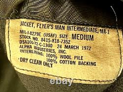 Richard Moore MA-1 Medium Intermediate Flight Jacket Alpha Industries 1972