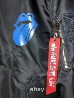 Rolling Stones Lonesome Alpha MA-1 Bomber Jacket Jacket Navy Blue Men's Medium