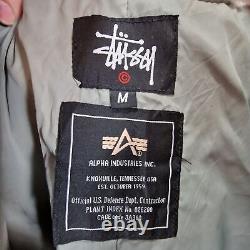 Stussy x Alpha Industries Flight Jacket Medium Goatskin Leather Down Filled RARE