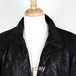 TUMI Alpha Moto/Biker Leather Jacket Full Zip/Snap-Up Multipocket Black M