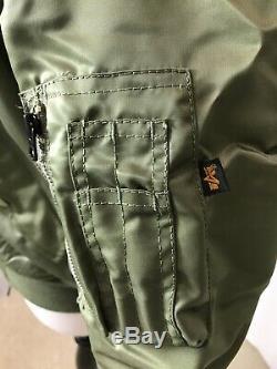 USAF MA1 Flyers Jacket By Alpha Industries Made In USA Green Medium New