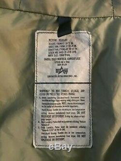 USGI ALPHA INDUSTRIES US Army Cold Weather Parka Camouflage Jacket Coat Sz M