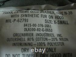 US. Military Issue Extreme Cold Weather N-3B Parka Jacket Coat Size XSMALL, New