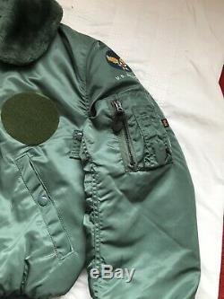 VINTAGE Mens ALPHA INDUSTRIES B-15D GREEN Flight Jacket MEDIUM 40 CHEST