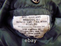 Vietnam War 1968 Dated Alpha Ind. MA-1 Flight Jacket, Size Medium, USAF U. S. Army