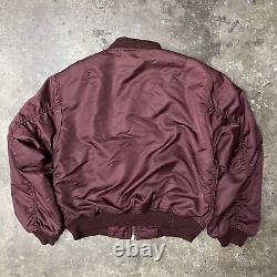 Vintage 80s HAL Burgundy Bomber Flight Jacket Satin Cargo Alpha Industries Sz M