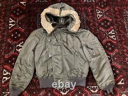 Vintage 80s Military Alpha Industries N-2B Parka M Green Jacket Fur Zip Hood