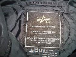 Vintage Alpha Industries Flight Black Nylon Bomber Jacket Coat Men's Size Medium