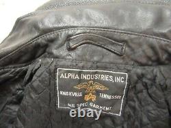Vintage Alpha Industries MIL Spec Leather Fight Motorcycle Aviator Jacket Size M