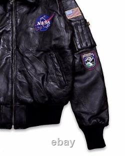 Vintage Alpha Industries NASA Space Aviator Bomber Leather Jacket Size M