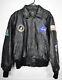 Vintage Nasa Alpha Industries Black Leather Bomber Aviator Jacket Men's Medium