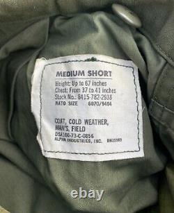 Vintage U. S. Army Alpha Industries Cold Weather Field Coat & Liner Medium Short