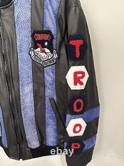 Vtg 80s World of Troop LL Cool J Leather Bomber Jacket sz M Hip Hop Frat Alpha