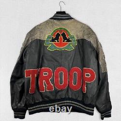 Vtg 80s World of Troop LL Cool J Leather Bomber Jacket sz M-L Hip Hop 7/11 Alpha