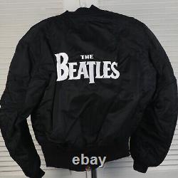 Vtg. Alpha Ind. Beatles Black MED Reversible Zip MA-1 Fighter Pilot Bomber Jacket