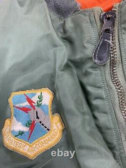 1975 Sac 8th Air Force Captain Ma-1 Flight Jacket Medium Pilot Alpha Bomber