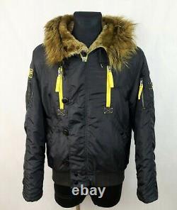 Alpha Industries Inc. Hommes Paded Faux Fur Hoooded Jacket Taille M Bomber