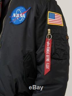 Alpha Industries Ma1 Nasa Apollo Flight Jacket En Nylon Noir Ma1 Mjm21097c1