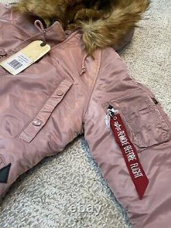 Alpha Industries N3b Vf 59 Parka Coat Silver Pink Size Moyenne Rrp 225 $