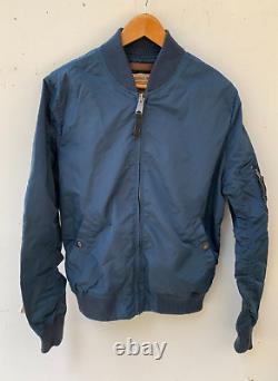 Alpha Industries USA Hommes Taille M Navy Blue Army Bomber Jacket