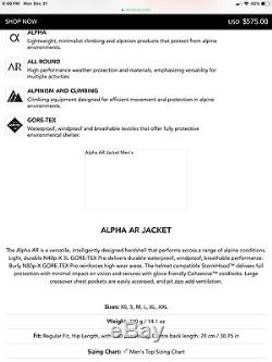 Arcteryx Alpha Ar Vert Goretex Pro Jacket Pour Homme Medium