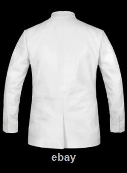 Blazer en cuir blanc pour homme, manteau pur en agneau, veste à 2 boutons taille S M L XL XXL.