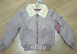 Bnwt Hommes Alpha Industries Bomber Flight Jacket Taille M Violet & Lambswool