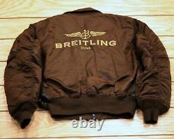 Breitling Alpha Industries Pilot Bomber Veste En Cuir Taille M