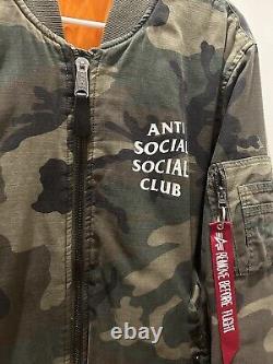 Club Social Anti-Social x Alpha Industries Camo MA-1 Bomber Jacket Medium SR22
