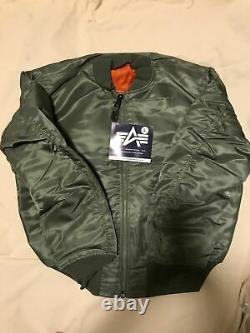 G. I. Usaf Ma-1 Green Flyers Jacket Par Alpha Industries, Made In USA