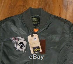 Hommes Alpha Industries Veste Moyenne Bnwt Honor Flight Jacket Sage Vert