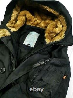Hot Alpha Industries N-3b Parka Extreme Plein Hood Black Coat Jacket M Fit S