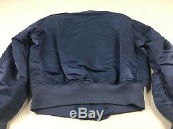 L-2a Alpha Industries Bleu Flight Jacket Taille Moyenne Vintage Label Made USA