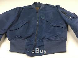 L-2a Alpha Industries Bleu Flight Jacket Taille Moyenne Vintage Label Made USA