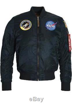 Mens Jacket Alpha Industries Ma-1 Vf Astronaute De La Nasa Flight Jacket Rep Bleu