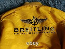 Rare Breitling Alpha Industries Bomber Flying Ma1 Veste Gold XL Fabriqué Aux États-unis