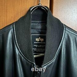 Veste Blouson en cuir de cheval ALPHA INDUSTRIES MA-1 pour homme M noir en provenance du Japon