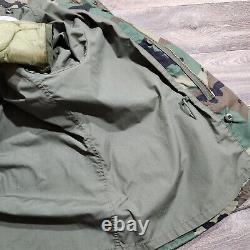 Veste De Campagne Alpha Militaire À Froid Vintage Avec Liner Vert Camouflage Sz M