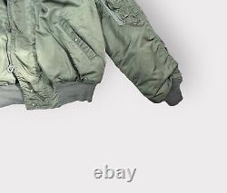 Veste à capuche zippée verte pour homme Vintage Alpha Industries MA-1 Original taille moyenne USA
