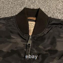 Veste bombardier camouflage Alpha Industries noire doublée pour homme, taille M