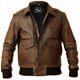 Veste De Bombardier En Cuir Véritable Marron Vieilli Pour Pilote De Vol G1 Homme