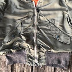 Veste de bombardier militaire Vintage Alpha Industries L-2B fabriquée aux États-Unis